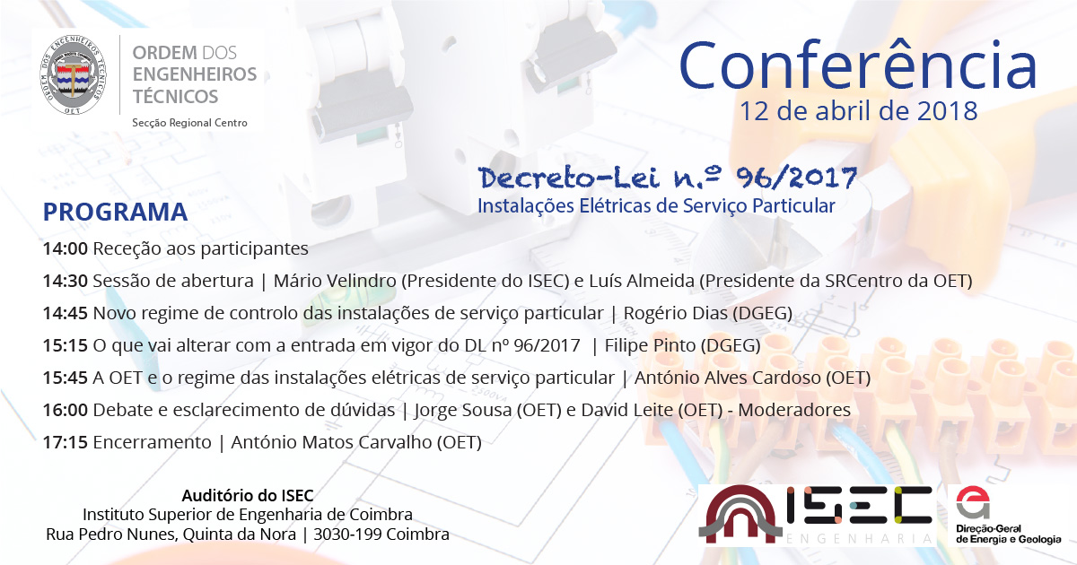 Conferência - Decreto-Lei n.º 96/2017 - Instalações Elétricas de Serviço Particular