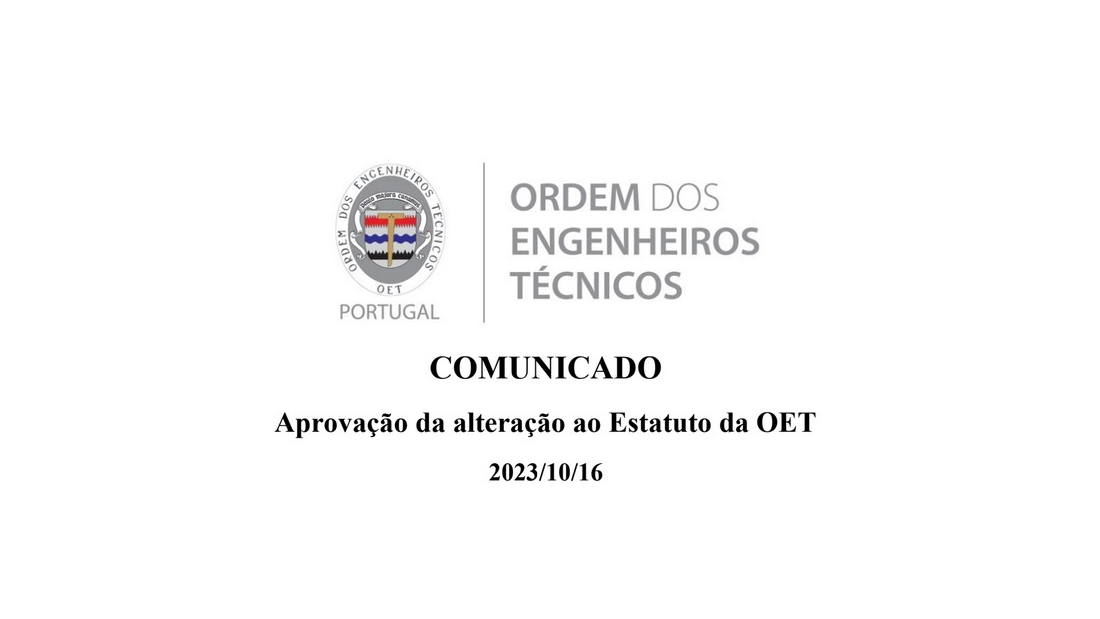 Comunicado do Bastonário da OET